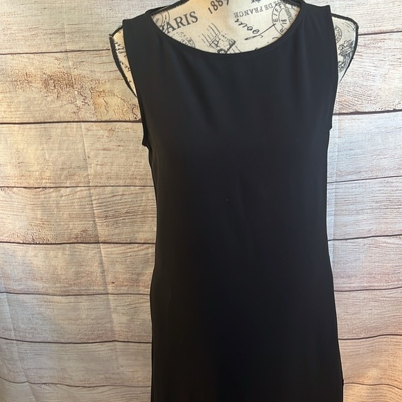 Trina Turk Sheath Dress Sleeveless Asymmetrical Hem Pockets Size Small Black - Picture 3 of 9